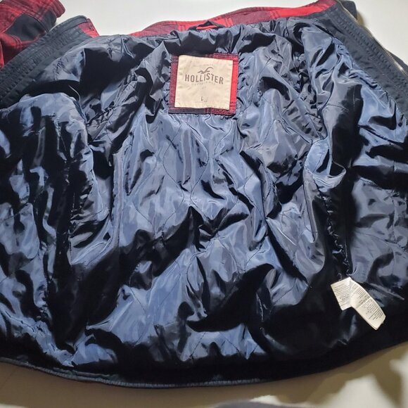 HOLLISTER black and red plaid coat Mens sz L - shipping incl - Picture 8 of 16